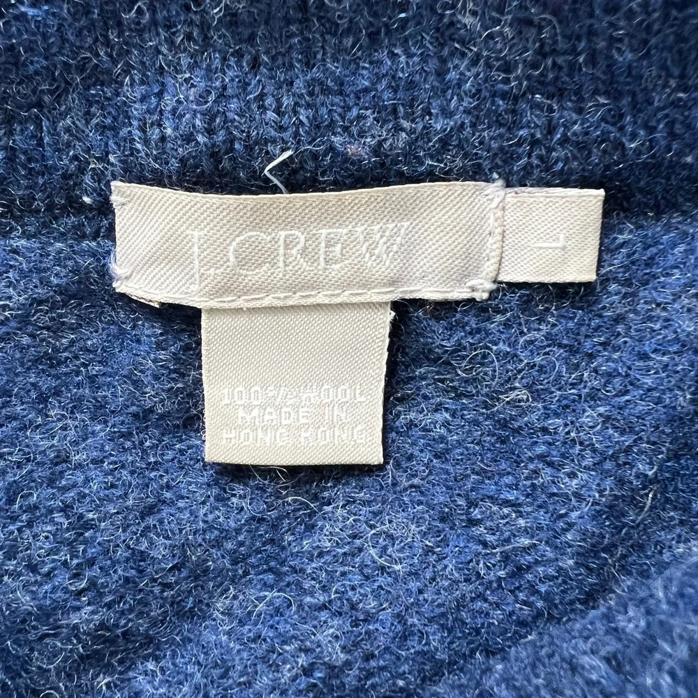 J.Crew Wool Bomber Style Jacket Women's Large Navy Button Front‎ Pocket Coat